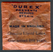 Old condom package: 'Durex prevents nervous strain'